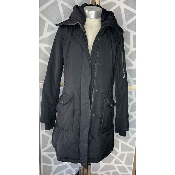 BCBGMaxazria Bcbg Mazazria PARKA Puffer JACKET COAT SZ M BLACK FILLING DOWN - Picture 2 of 15